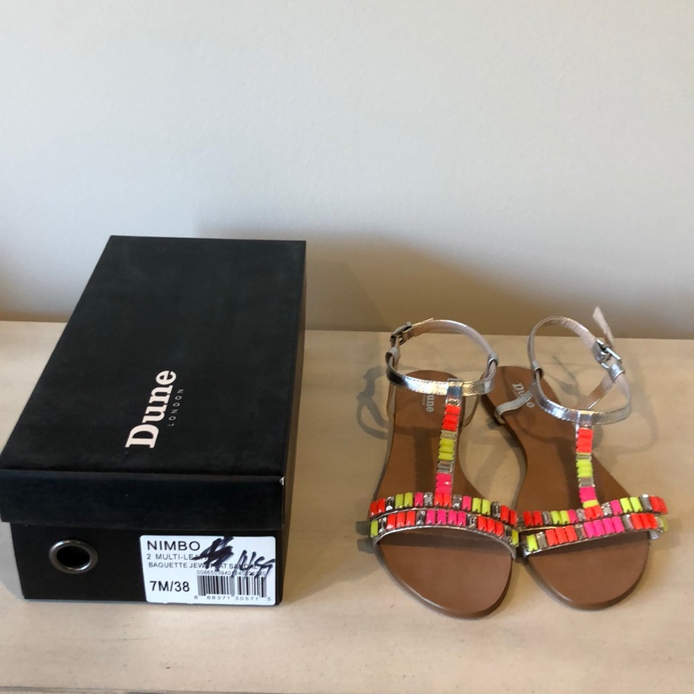 Dune London Silver Sandals Size 38 (7)